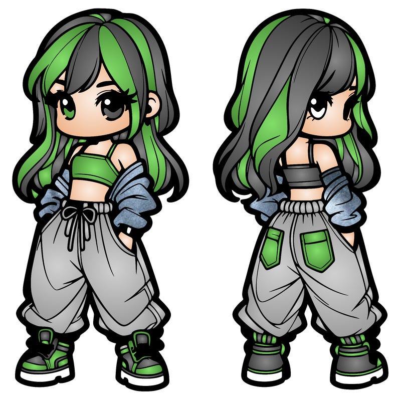 girl in crop top and baggy pants