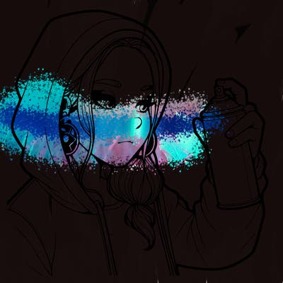 a realistic girl, spray painting