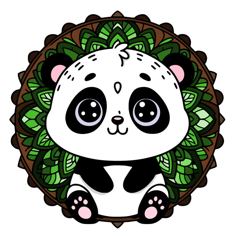 cute baby panda animal mandala