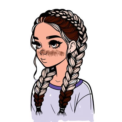 realistic girl with braids
