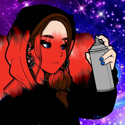 a realistic girl, spray painting