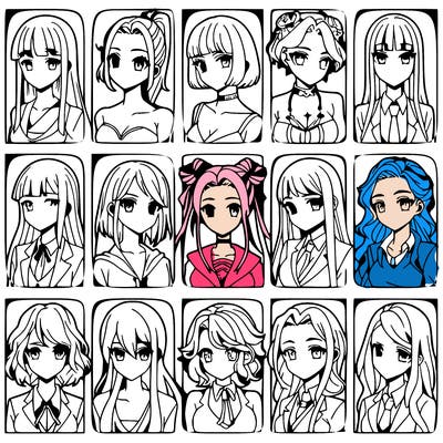 girls that look diffrent anime