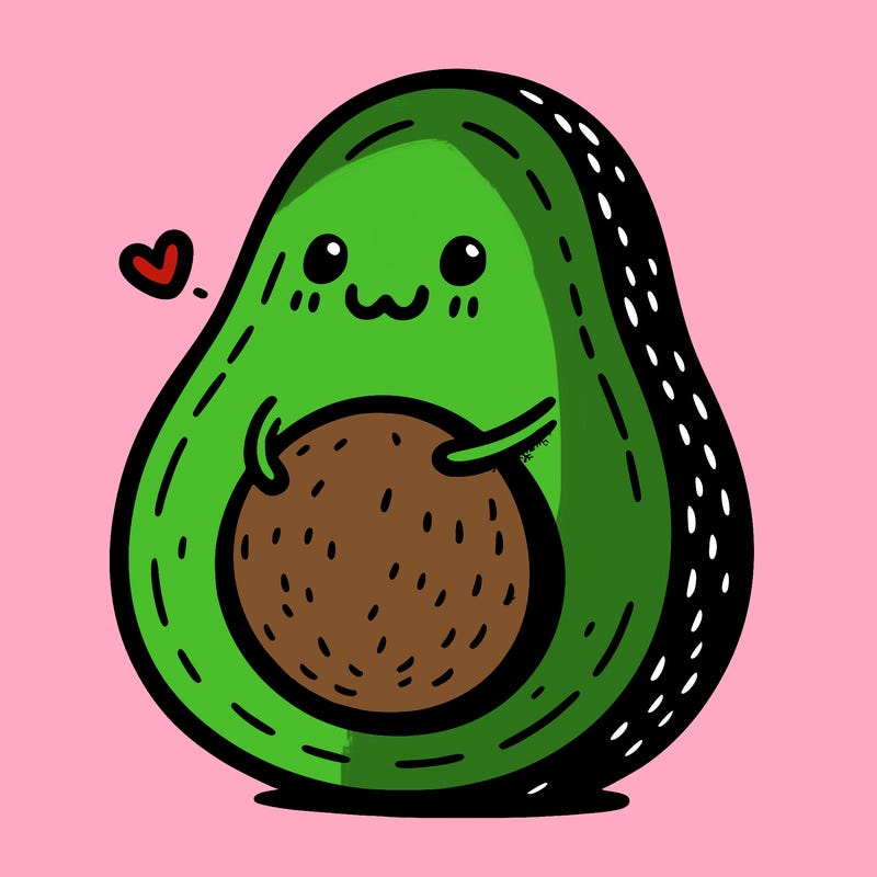 an avocado hugging an avocado