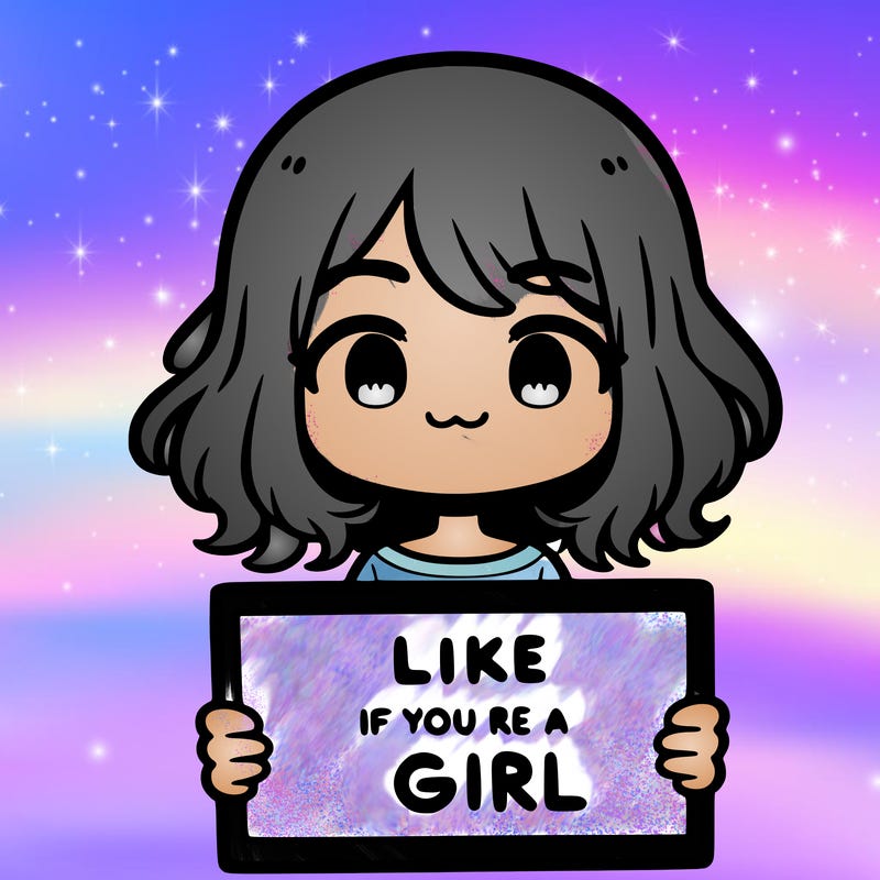 a cute girl holding a sign that says like if you’re a girl
