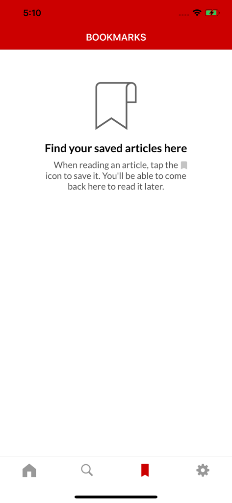 MyJoyOnline - Bookmarks screen in the MyJoyOnline news app for saved articles