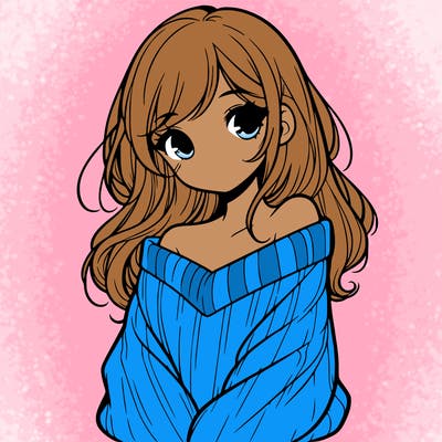 shy pretty girl wearing a sweater that is falling off one shoulder portrait