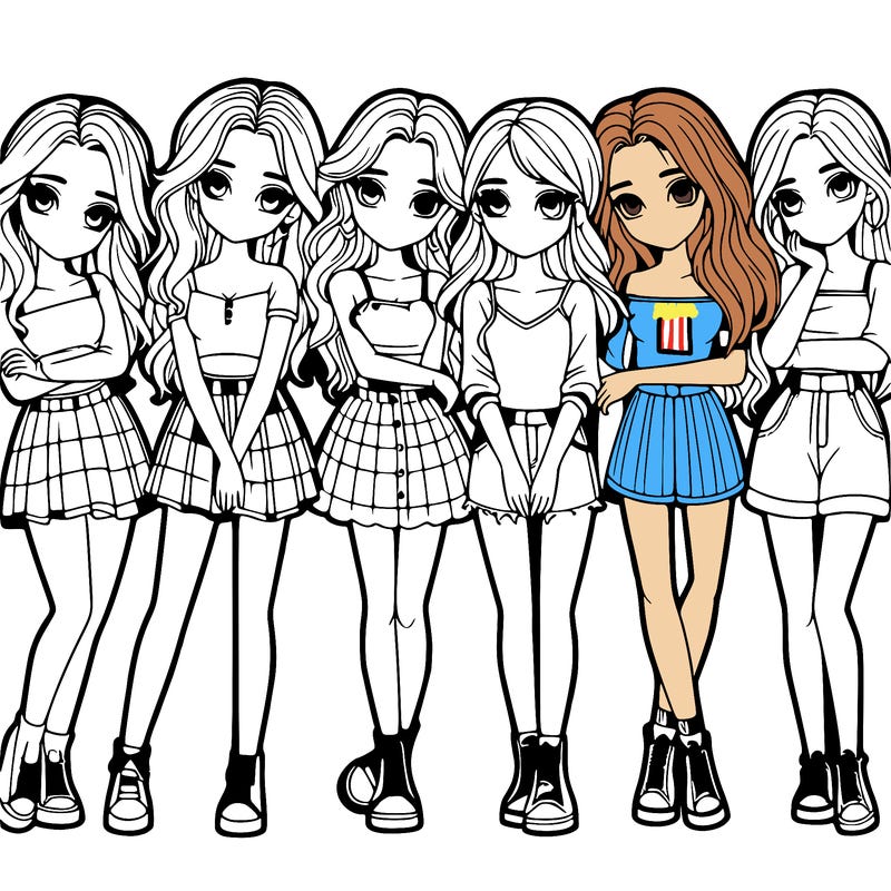 a group of girls realistic