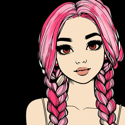 realistic girl with braids