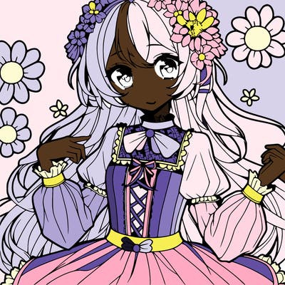 pretty anime flower girl