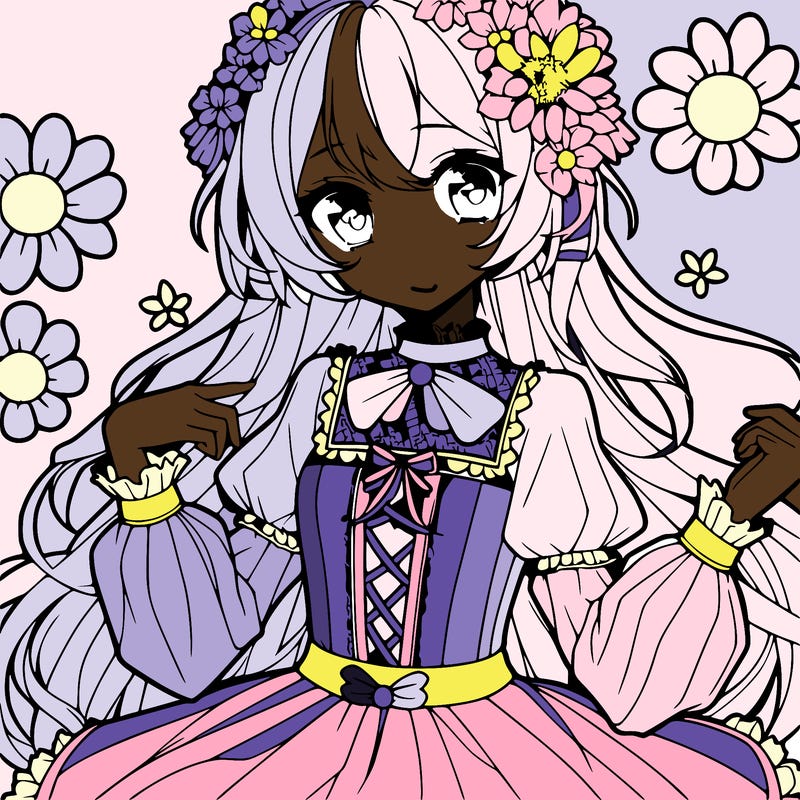 pretty anime flower girl