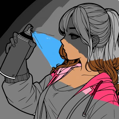 a realistic girl spray, painting