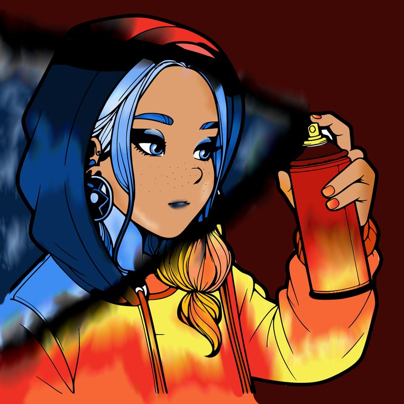 a realistic girl, spray painting