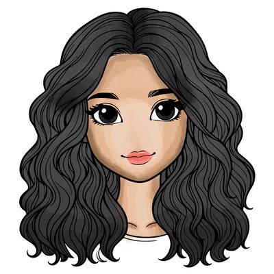 realistic girl with wavy hair