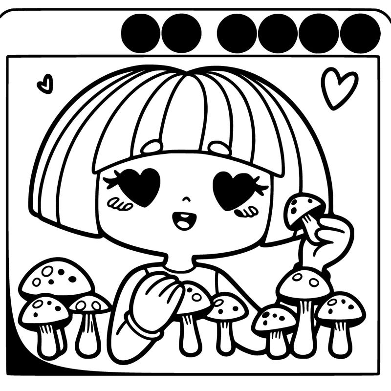 a girl with a buss cut with a mushroom love