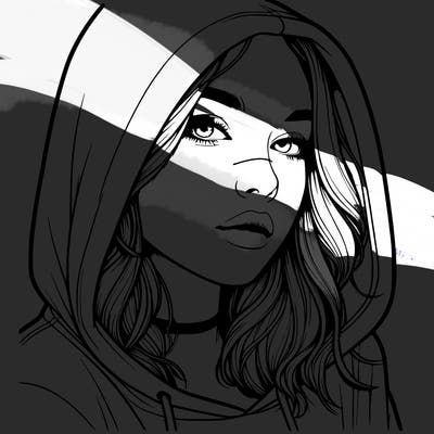 realistic girl with hood on