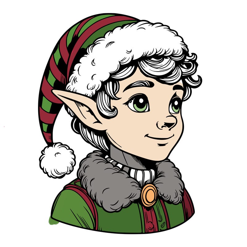 realistic elf with santa hat