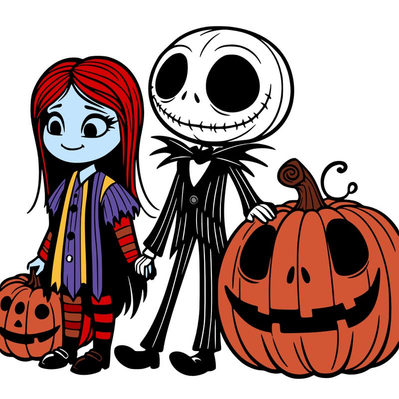 jack the pumpkin king with sally and a pumpkin