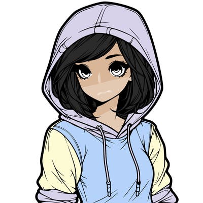 realistic girl with hoodie