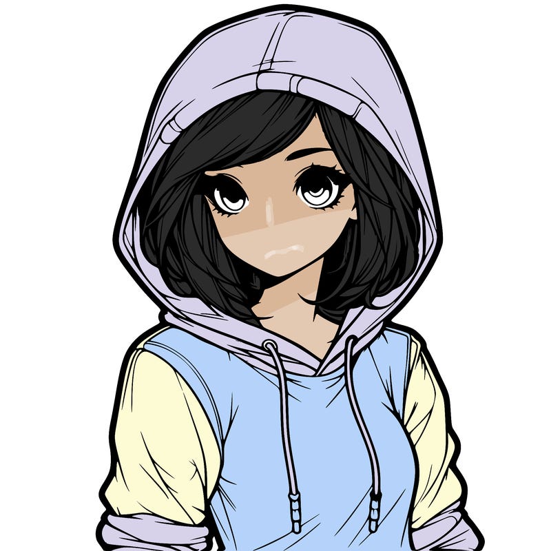 realistic girl with hoodie