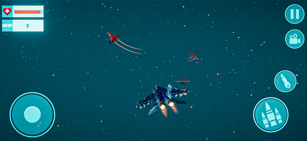 Air Fighter Jet Simulator Game - Fighter jet engaged in aerial combat during a night mission