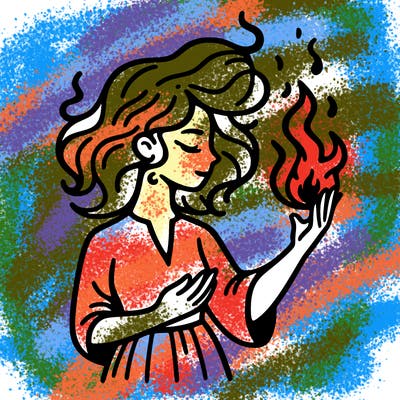 woman with fire