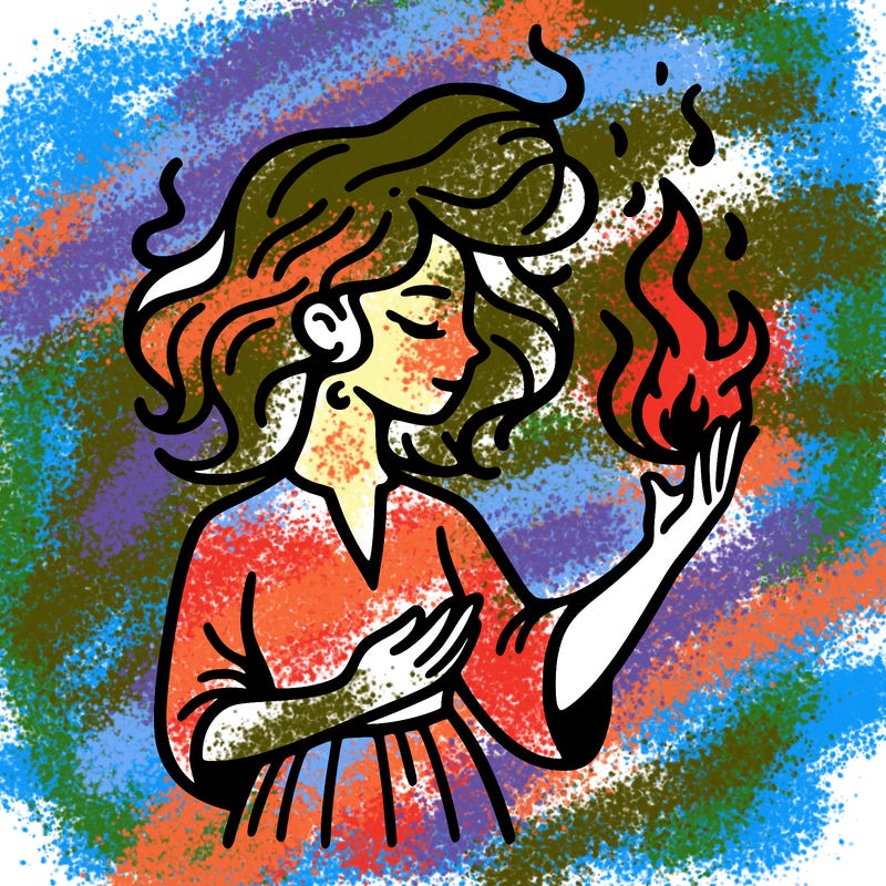 woman with fire
