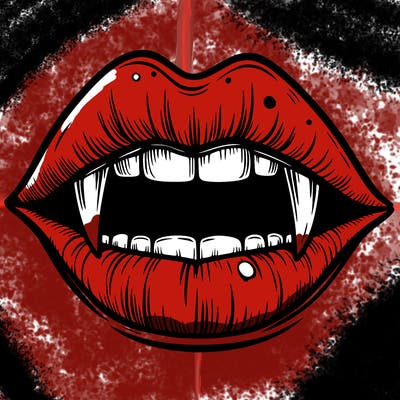 lips with vampire teeth