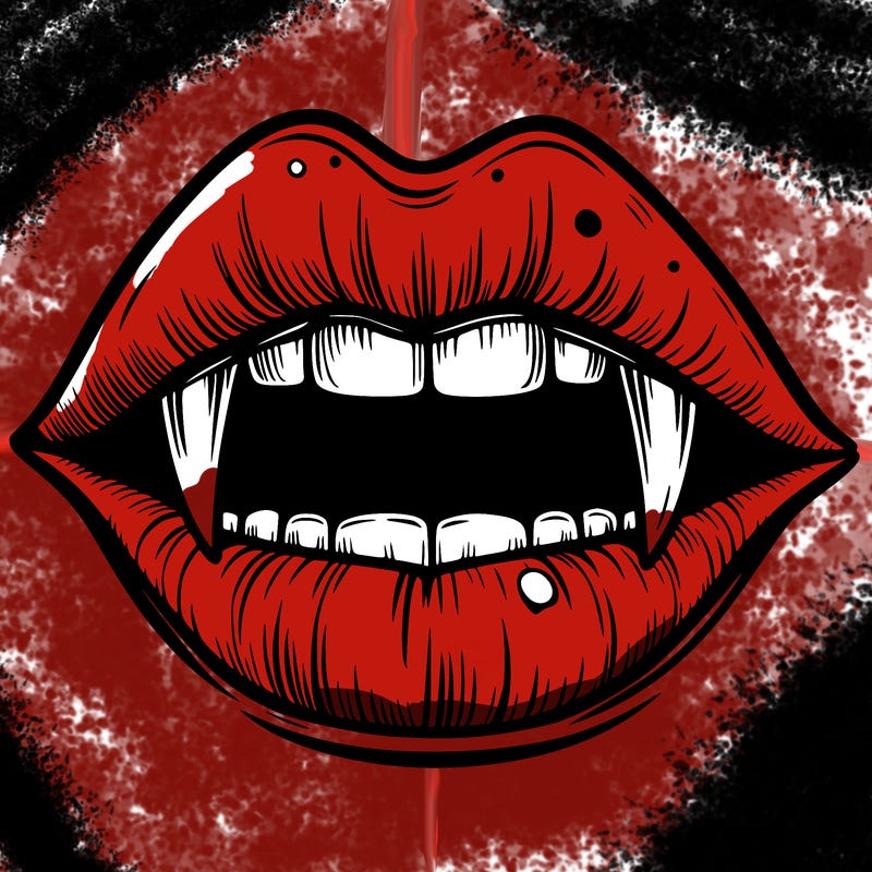 lips with vampire teeth
