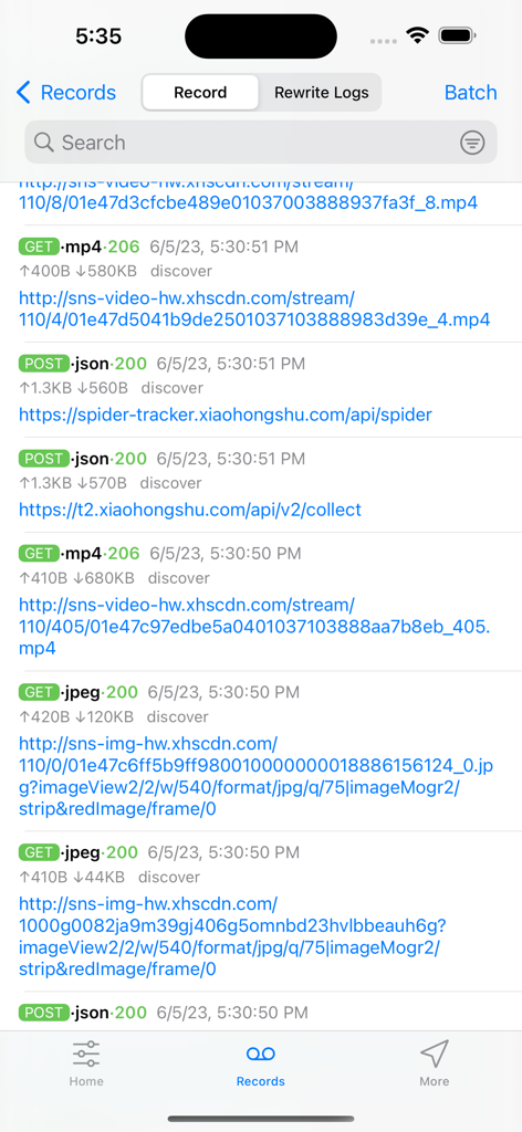 Hodor - HTTP(s) Packet Sniffer - Captured network traffic logs in Hodor showing HTTP requests and status codes.