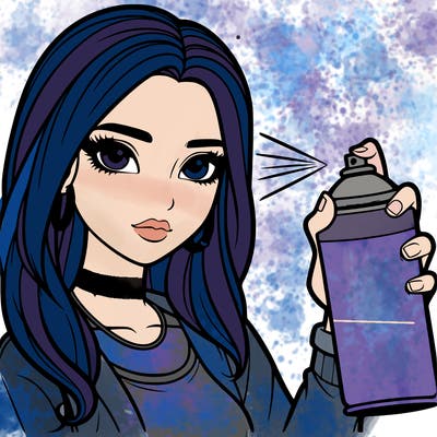 realistic beautiful girl spray painting