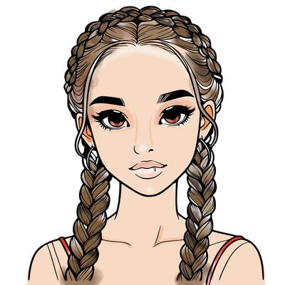 realistic girl with braids