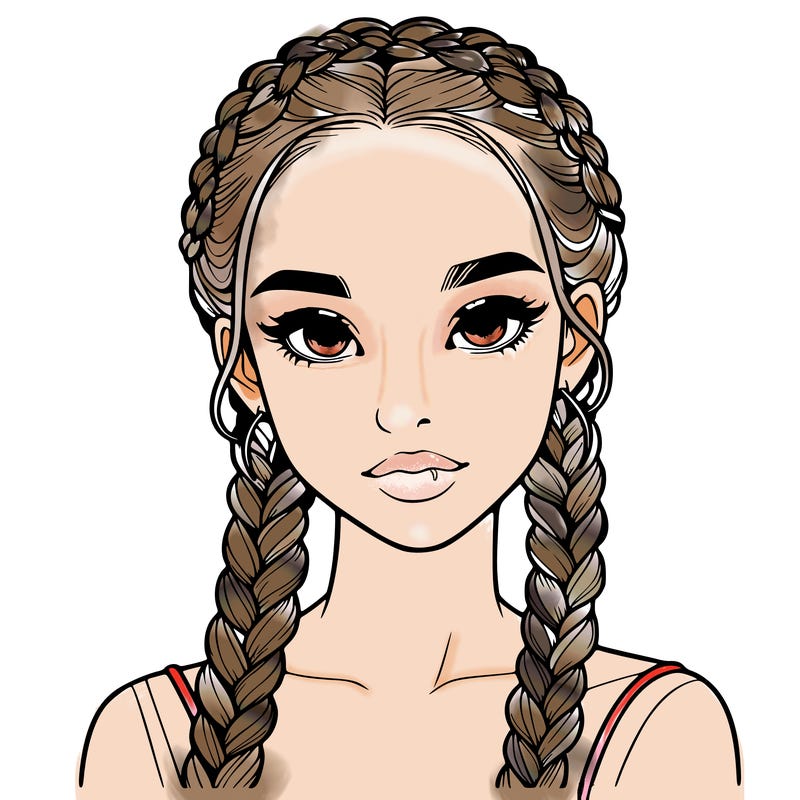 realistic girl with braids