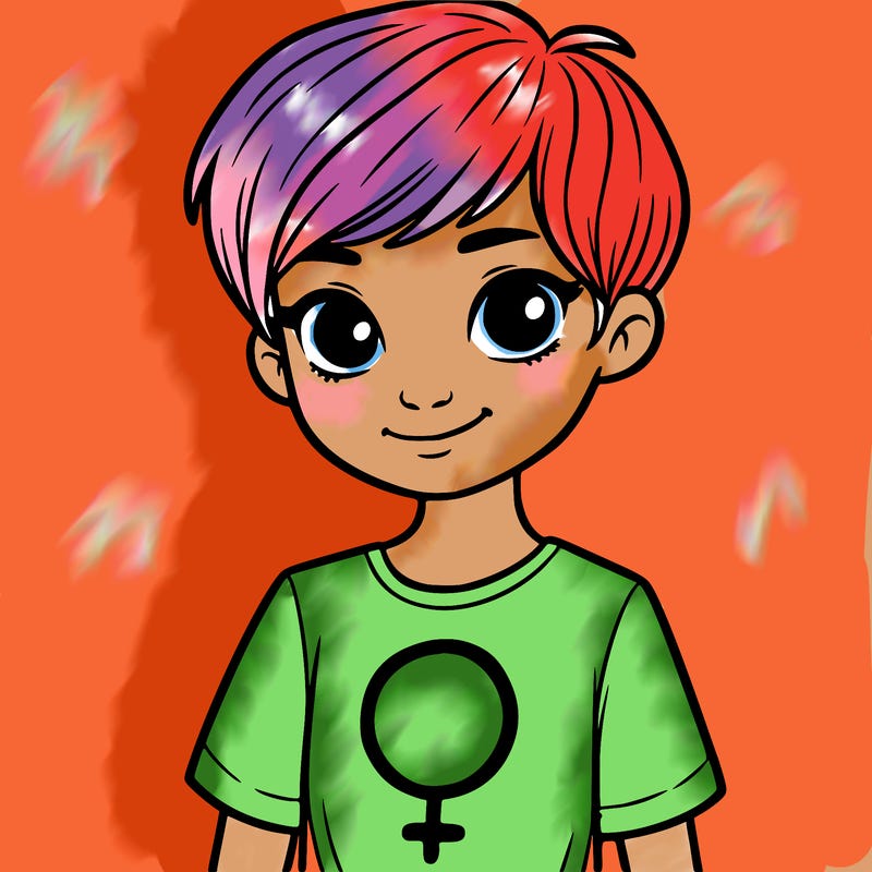 girl with pixie cut and feminist shirt
