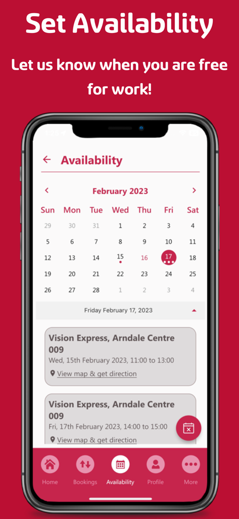 Team Locum - Team Locum app interface showing a monthly calendar for healthcare professionals to set their work availability.