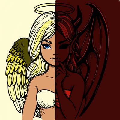 realistic angel half demon