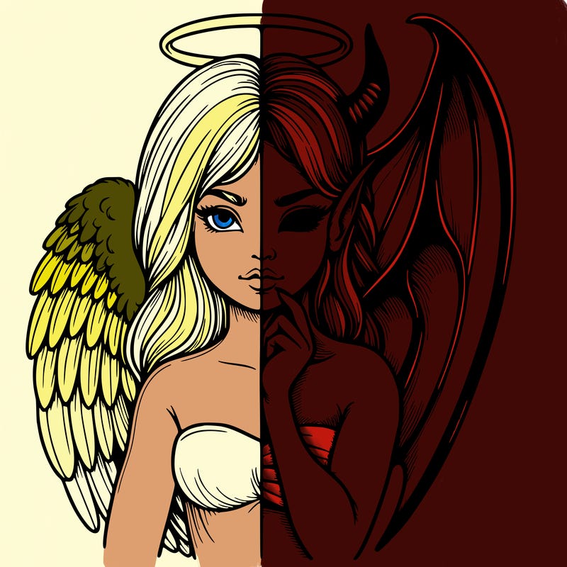 realistic angel half demon