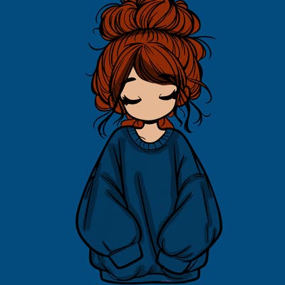 girl with baggy sweatshirt and messy bun