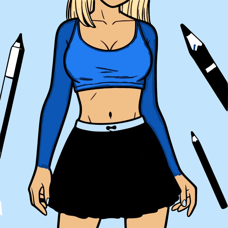 a woman wearing croptop and skirt