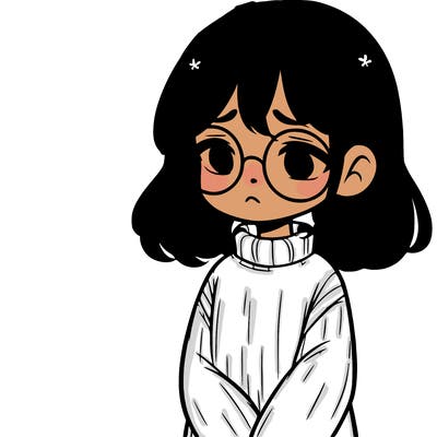 sad girl with glasses in a sweater