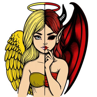 realistic angel half demon