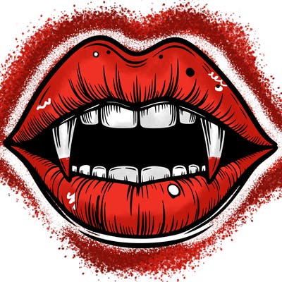 lips with vampire teeth