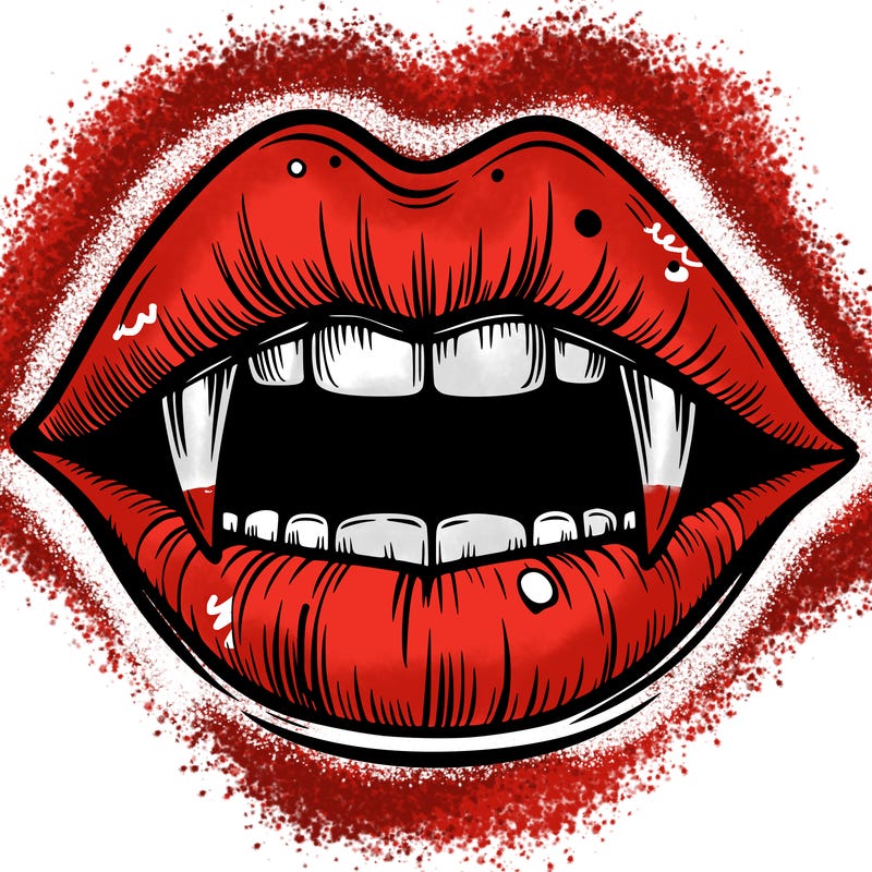 lips with vampire teeth