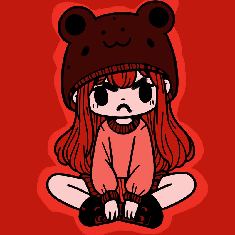 a girl wearing a frog hat and some frog socks