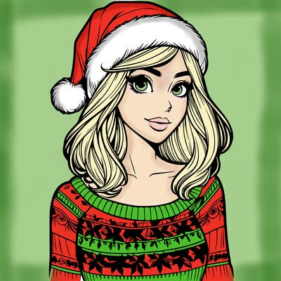 realistic lady in a christmas sweater