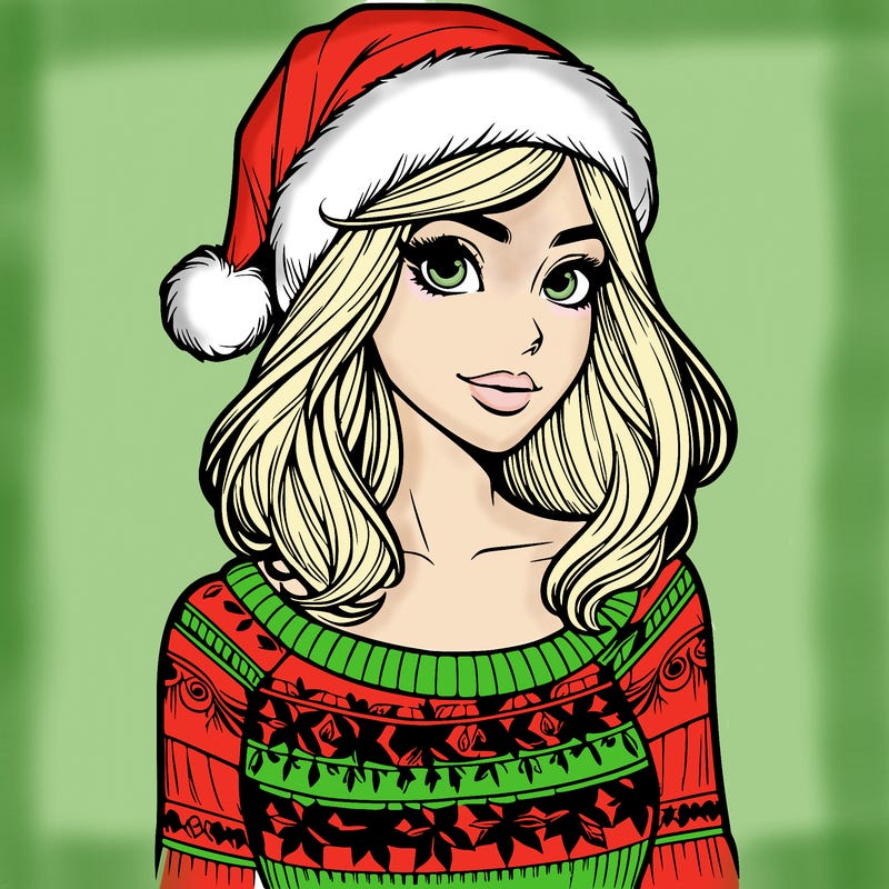 realistic lady in a christmas sweater