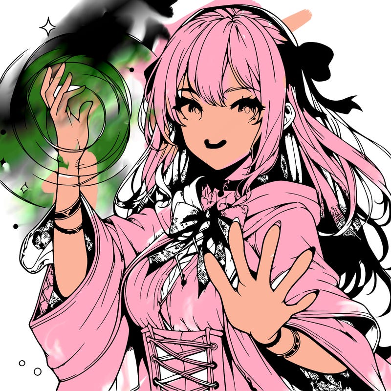 realistic manga arcane girl casting spell