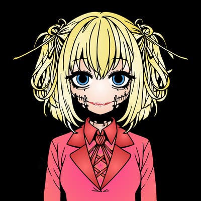 anime creepy adult woman with wings