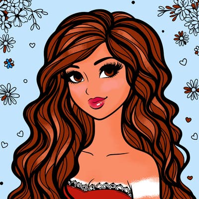 pretty woman with long wavy hair