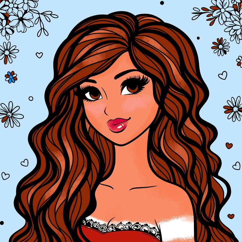 pretty woman with long wavy hair