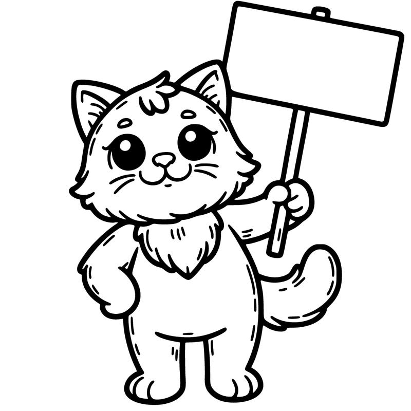 cat holding a sign